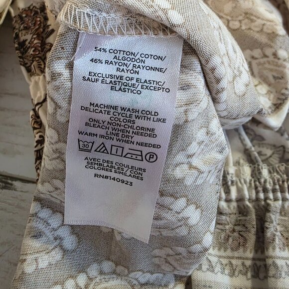 Loft Striped Floral Pintucked V-Neck Peplum Blouse Puff Sleeve Cottage NEW M - Picture 7 of 8